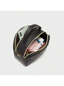 1pc Selected Fashion Girls' Versatile Women's Bag, Colorful Shoulder Strap Letters, Diamond Embroidered Camera Bag, Mom's Versatile Shoulder Bag, Simple Double Zipper Large Grid Diagonal Shoulder Bag, Large Capacity Beauty Lipstick Coin Bag, Casual Fashion Phone Bag, Cute Women's Handbag, Small Square Bag, PU Large Capacity Pira Chain Bag, Daily Life Party Birthday Gift, Multiple Color Dressing Options - View 5