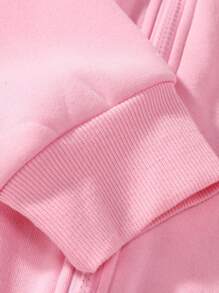 Manfinity EMRG Áo thun nam in chữ Zip Up có mũ trùm đầu - Hồng - Xem 4