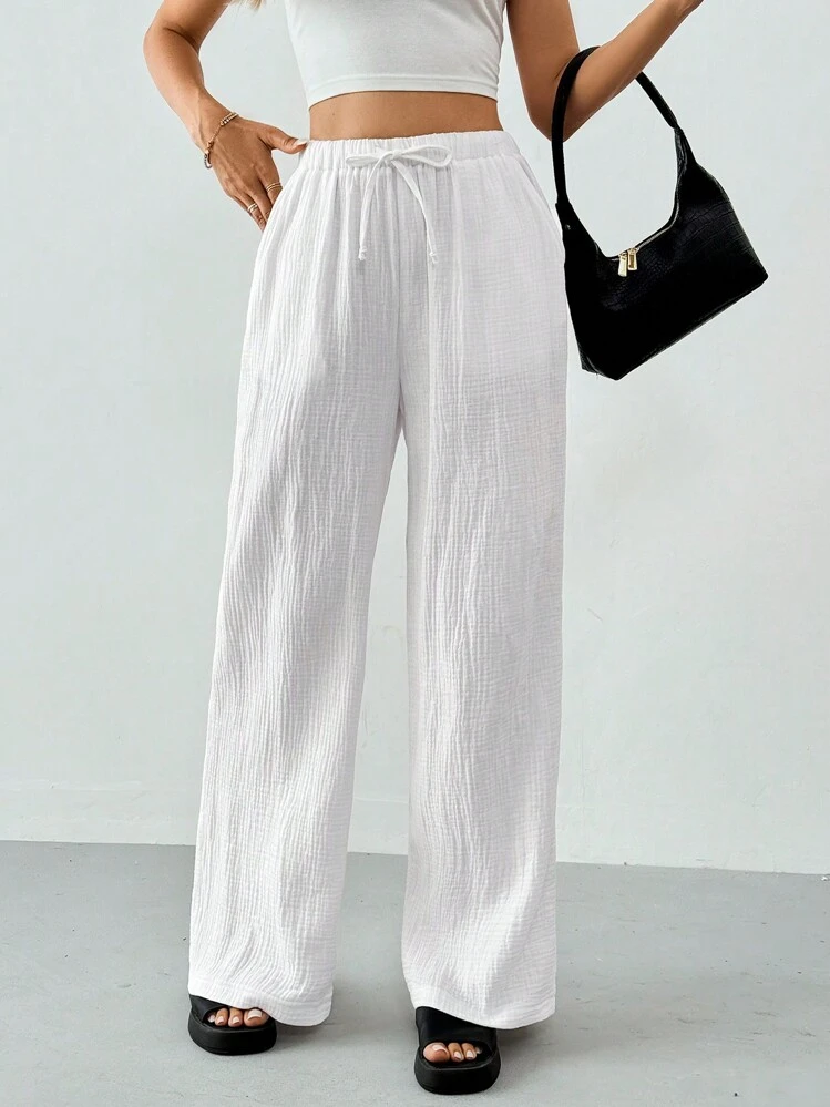 SHEIN Tall コットン ルーズ テクスチャー しわ加工 ドローストリング