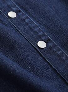 DAZY Women's Denim A-Line Riveted Button Skirt Jeans Skirt - Dark Wash - View 9