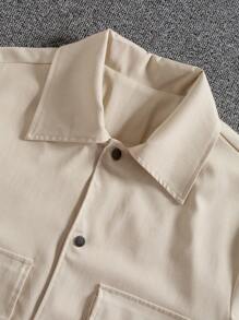 Manfinity Roghcode Men's Solid Color Minimalist Long Sleeve Casual Shirt - Apricot - View 8