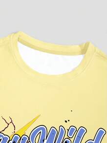 ROMWE MEN Grunge Punk Áo thun ngắn tay in chữ & hình phong cách Punk cổ điển cho nam - Nhiều màu - Xem 6