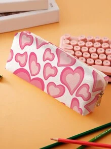 1pc Heart Pattern Pencil Bag,Back To School,School Supplies - Multicolor - View 1