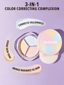 SHEGLAM Radiance Ring 3-In-1 Correcting Setting Powder 3-In-1 Brightening Oil Control Loose Setting Powder Matte Poreless Waterproof Long Lasting Brand Beauty Makeup Face Paint Cosmetic For Women Girls Perfect For Spring Summer Ideal For Y2K Fancy Fashion Suitable For Birthday Mother'S Day Gift Rave Party Ready Best Color - Multicolor - View 4