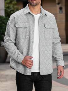 Manfinity Homme Men Flap Pocket Drop Shoulder Jacket - Light Grey - View 1