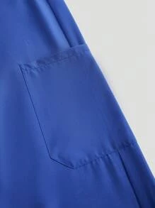 TaskEZ Plus Size Women's Contrast Color V-Neck Short Sleeve Top With Pockets And Pants Uniform, Plus Size Uniforms & Scrubs - Navy Blue - View 9