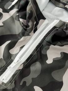 SHEIN 男童迷彩户外长袖连帽夹克 - 彩色 - 查看 5