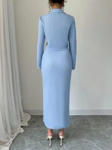 Elenzga 1set Blue Elegant Casual Ladies' Suit - Blue - View 2