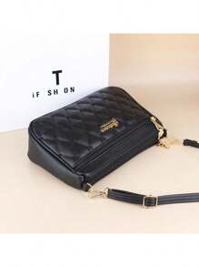 1pc Fashion Girls Selected Four Zipper Women's Shoulder Bag, Casual Simple Stripe Pattern Women's Crossbody Bag, Woven Grid Heart-Shaped Rose Polygonal Women's Bag, Shoulder Strap Adjustable Camera Bag Shopping Bag, Large Capacity Multi-Function Multi-Layered Women's Bag Storage Bag, Mobile Phone Wallet Key Card Tissue Cosmetics Sunglasses Skin Care Lipstick Storage Bag, Meet Daily Travel, Multi-Color Multi-Style Choices All-Match Style Favorite Holiday Gift, Banquet, Travel, Business Trip, Outi - Multicolor - View 1