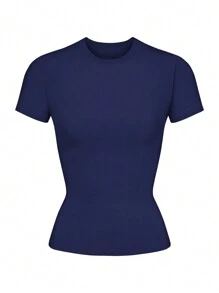 Vaiaye 女士休闲百搭纯色短袖T恤，适合圣诞节、新年、感恩节等场合。