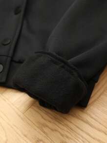 SHEIN Giubbotto da baseball semplice con stampa posteriore Casual morbido per ragazze Tween