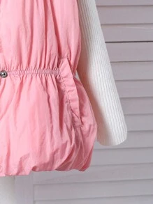 SHEIN Tween Girls 2024 Fall/Winter New Year Casual Cute Pink Puffy Padded Warm Vest - Baby Pink - View 4