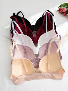 SHEIN 5pcs/Pack Women Front Hook Underwire Bras