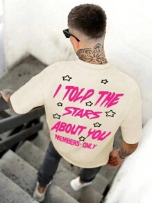 Manfinity Dauomo 夏季大码男士休闲骷髅印花标语短袖 T 恤