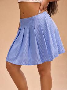 Forever 21 Plus Size Women's Fashion Casual Striped Pleated Skirt