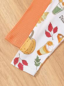 SHEIN 2 piezas Enterizo de bebé niño estilo campestre cómodo y versátil con estampado de calabaza con cremallera, adecuado para Halloween, otoño e invierno, para fiesta de Halloween - Multicolor - Ver 3