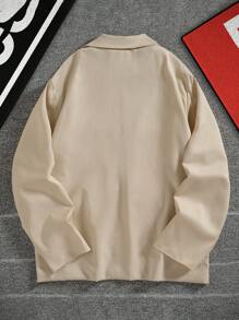 Manfinity Roghcode Men's Solid Color Minimalist Long Sleeve Casual Shirt - Apricot - View 2