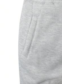 SHEIN Quần dài bó sát cạp rút màu xám, thoải mái, đa năng, dành cho bé gái tuổi teen, ấm áp và dày để mặc hàng ngày - Xám - Xem 5