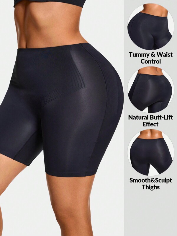 SHEIN Shape Shaping High-Waisted Mid Thigh Shapewear Shorts Bottom Body Shaper Butt Lifter-Tummy Waist Thigh Control