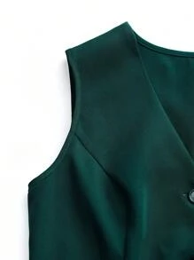 Flirla Chaleco sin mangas de unicolor y estilo sencillo para uso diario de mujer