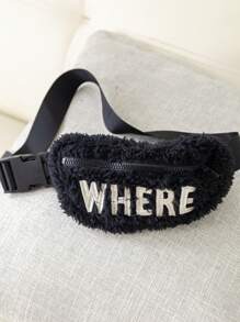 SHEIN Baby Boys/Girls Unisex Thick Padded Stand Collar Mid-Length Padded Coat With Oblique Shoulder Bag, Casual Winter Set - Black - View 8