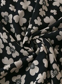 SHEIN LUNE Camisa de manga larga con cuello Mao, estampado de trébol, corte holgado para mujer, primavera y verano