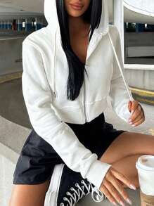 Rina Fox Women Solid Color Casual Hooded Sweatshirt,Long Sleeve Top,Graduation,Teacher,Back To School Pullover Fall - White - View 4