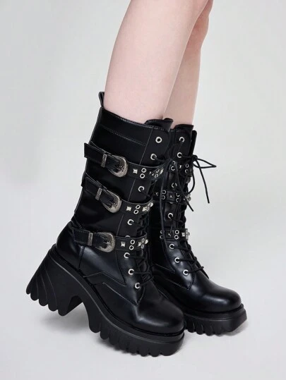靴 00s unknown lace up boots leather grunge 00s unknown lace up boots leather grunge-特売 割引