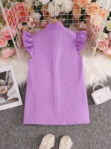 SHEIN Tween Girls' Loose Minimalist Relaxed Fit Sleeveless Butterfly Decor Versatile Cardigan - Lilac Purple - View 2