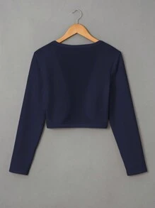 SHEIN EZwear 1pc Solid Crop White Jacket In Fall/Winter - Navy Blue - View 2
