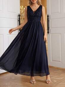 SHEIN Belle 女士正式晚禮服（重工業系列） - 藏蓝色 - 查看 6