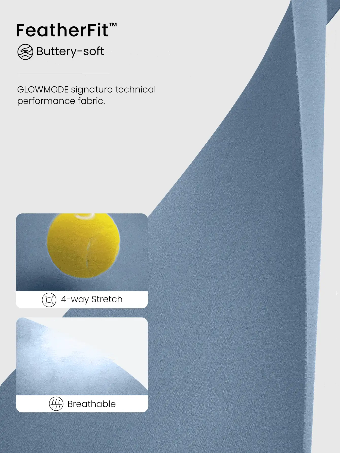 GLOWMODE FeatherFit™ Hochkragiges, figurformendes, langärmeliges Oberteil mit Daumenöffnungen für geringen Halt, für Yoga und den Alltag