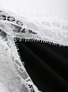 DAZY Women's Satin & Lace Cami Nightgown With Adjustable Spaghetti Straps And Backless Design Pajama - Black - View 8