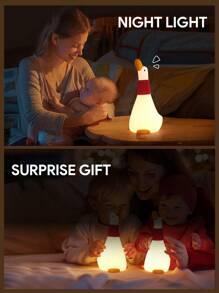 JMMO Light,Room Decor Lamp,Cute Duck LED Night Light,Duck Silicone Night Light,3 Level Brightness & Touch Control,Rechargeable For Home Bedroom Gifts Of Birthday Festival Children Girls,Room Decor Near Bed - White - View 7