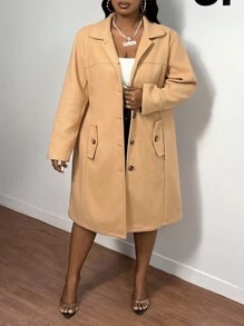 Slaydiva Elegant Commuter Plus Size Women Fitted Waist Lapel Single-Breasted Jacket