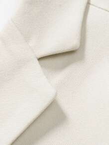 Manfinity Mode Men's Summer Casual Commuting Short Sleeve Blazer & Shorts Suit, Solid Clothes - Beige - View 3