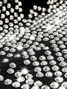 EMERY ROSE Plus Size Fashion Rhinestone Tiger Animal Print Sweatshirt Crew Neck Top - Black - View 4