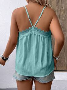 Breezaya Top cruzado sencillo de unicolor para mujer de talla grande - Verde - Ver 2