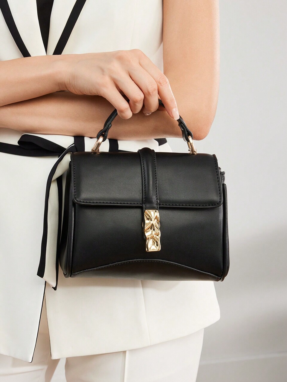FASHIONABLE WOMEN PU LEATHER TOP HANDLE BAG, COMMUTE