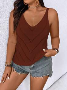 SHEIN LUNE Plus Size Casual Solid Color Knit Cardigan Vest