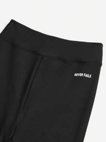 SHEIN Leap Crew 3pcs Tween Girls' Knitted Plain Letter & Printed Pattern Sports Leggings Set - Multicolor - View 13