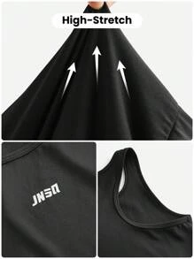 SHEIN Tween 女童针织纯色字母印花背心和喇叭裤运动套装 - 黑色 - 查看 2