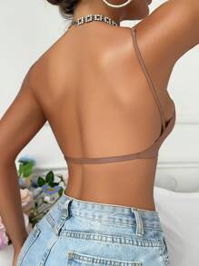 DesireSculpt 性感露背无痕文胸，新娘内衣，女士透气胸垫，可调节肩带，多种穿着方式 - 摩卡棕 - 查看 5