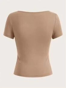 SHEIN EZwear 3pcs Women's Short Sleeve Crop Slim Fit Casual T-Shirts, Summer Suitable For Going Out - Multicolor - View 10