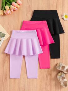 طقم بناتي 3 قطع/مجموعة أنيق وحلو وكيوت، تنورة فضفاضة متعددة الألوان متعددة الاستخدامات، خريف وشتاء - متعدد الألوان - مشاهدة 2