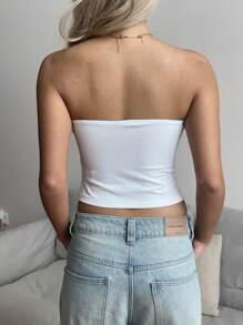 SHEIN EZwear Áo yếm bó sát in hoa thông thường dành cho nữ, hoàn hảo cho mùa hè - trắng - Xem 4