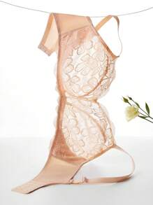 LUVLETTE 加大性感内衣休闲曲线全覆盖无衬里蕾丝优雅透明轻盈舒适 Bralette 缩小胸罩 - 粉色 - 查看 12