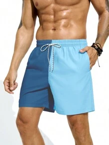 Surfspeed Men's Contrast Color Drawstring Waist Loose Beach Shorts - Multicolor - View 1