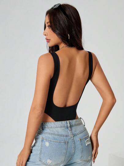 SHEIN PETITE 女士黑色针织紧身衣