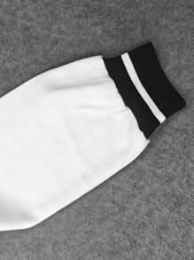 INAWLY Casual Leisure Olive Baseball Jacket With Football Graphic - Black and White - View 4